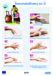 7 Steps of hands washing poster - Lao